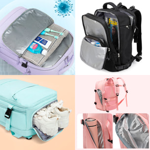 Zaino da cabina da viaggio ad alta capacità con multicompartimenti (scarpe,abbigliamento,portatile).