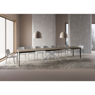 Mesa extensible 90x180/440 cm Karida gris paloma patas blanca