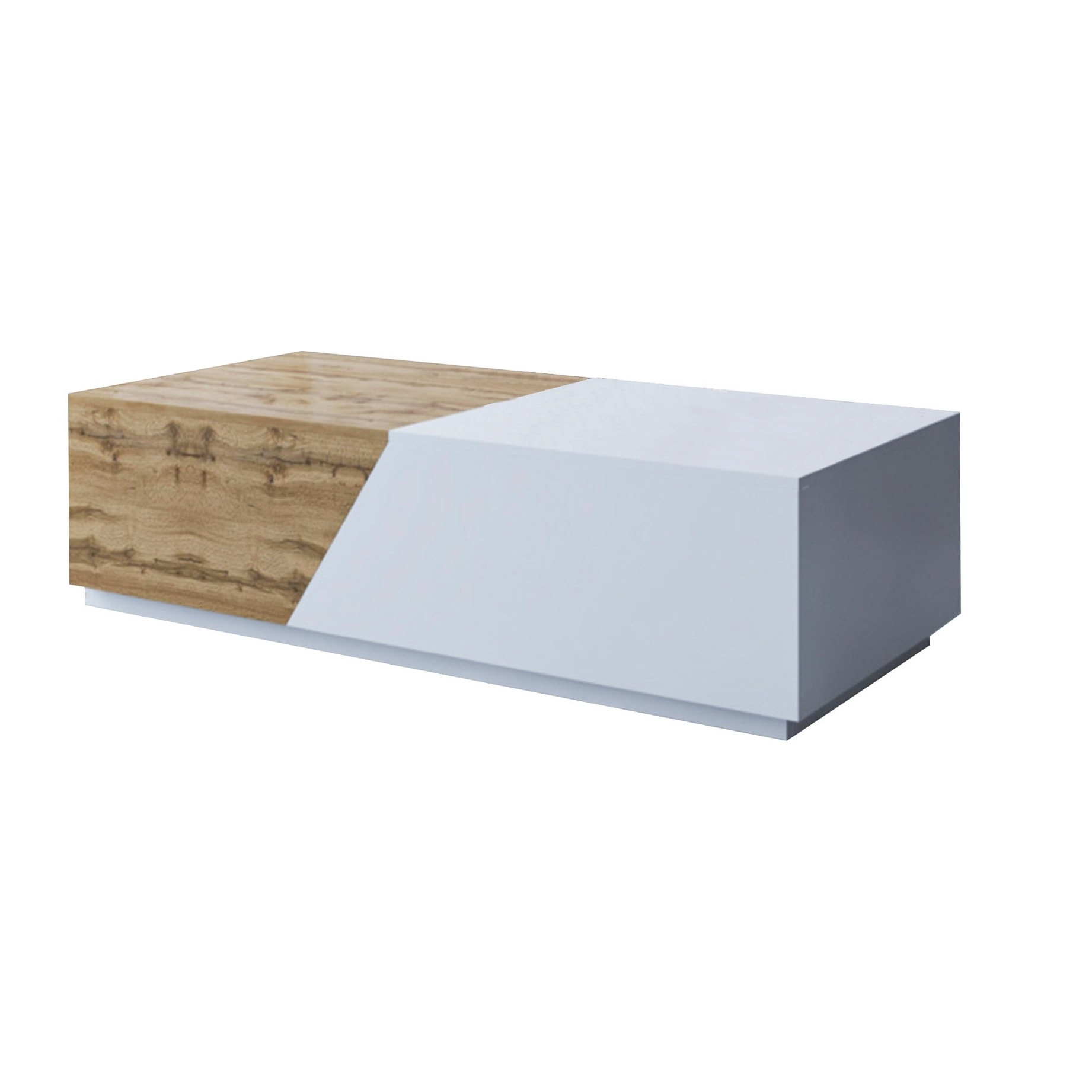 Pitt - table basse - 124 cm - style industriel - Bois / Blanc
