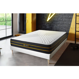 Ensemble - Matelas Mémoire de forme et micro ressorts ensachés 26cm d'épaisseur - 7 zones de confort - Confort équilibré - Sommier tapissier en kit - 2 places