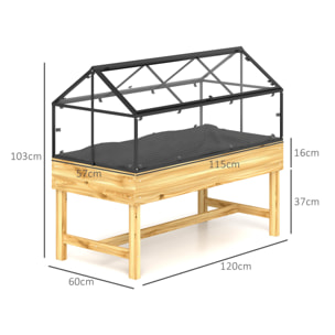 Mini carré potager bois serre acier polycarbonate sur pieds