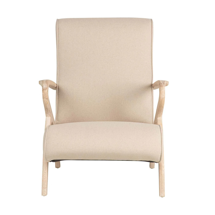 Butaca Madera Vintage Lino Beige 72x80x85cm