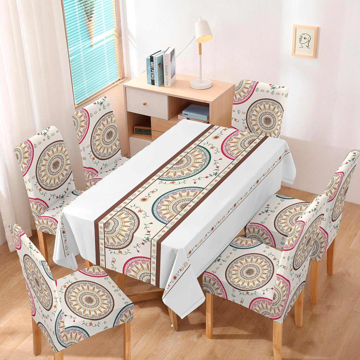 DAM Mantel impermeable de 140x220cm y 6 fundas de silla. 220x140x1 Cm. Color: Multicolor