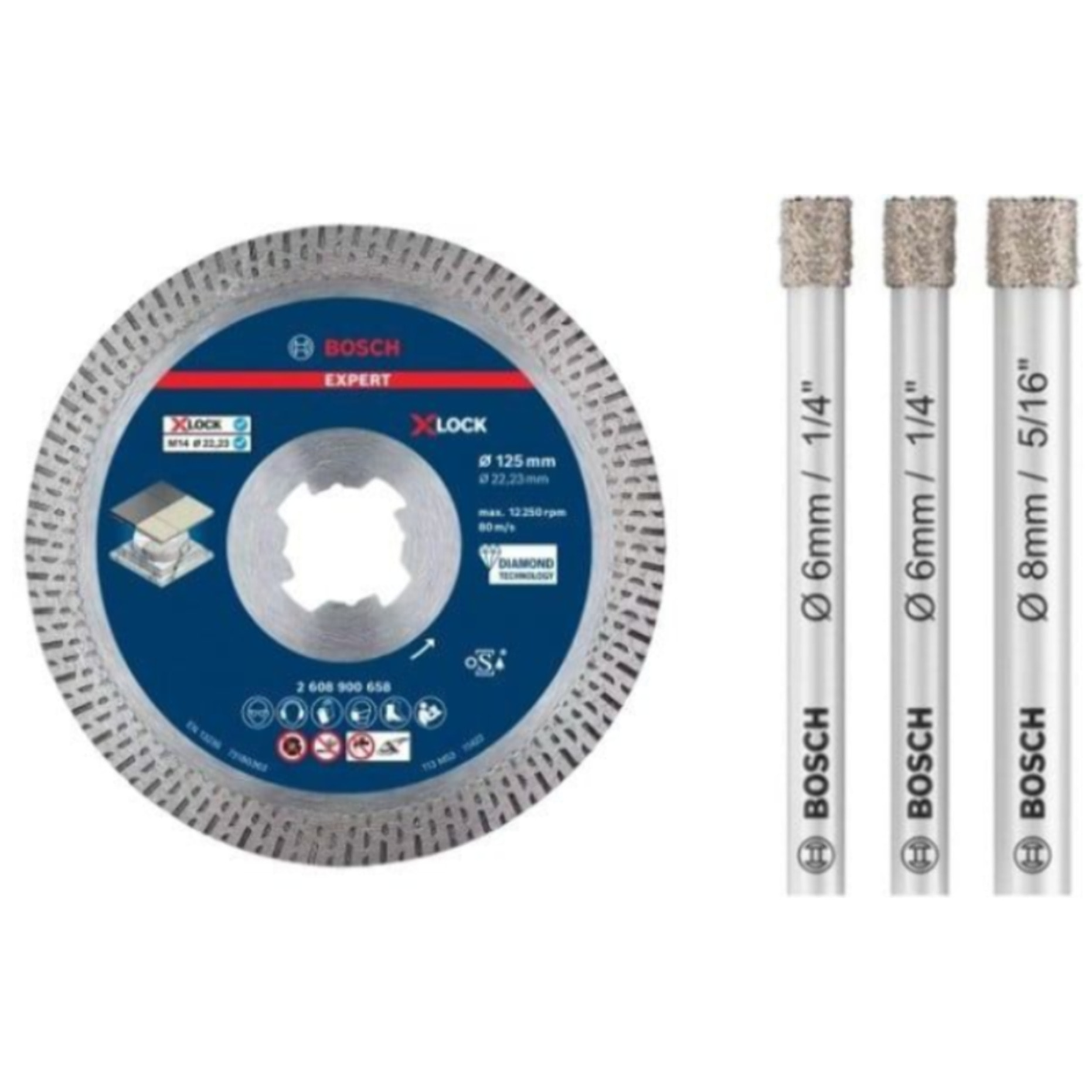 Kit Disque & forets Céramique + marqueur - 5 pièces - BOSCH - 0615997678