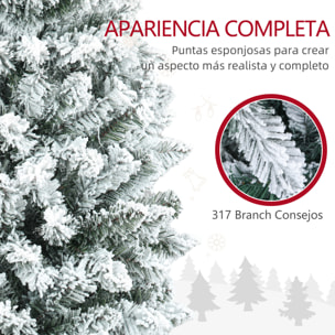 Árbol de Navidad 150 cm Árbol de Navidad Artificial Nevado con 317 Ramas y Soporte de Metal Árbol Navideño para Salón Interior Verde