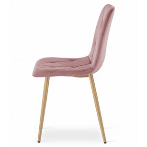 Set di 2 sedie Libra in velluto rosa con gambe effetto legno