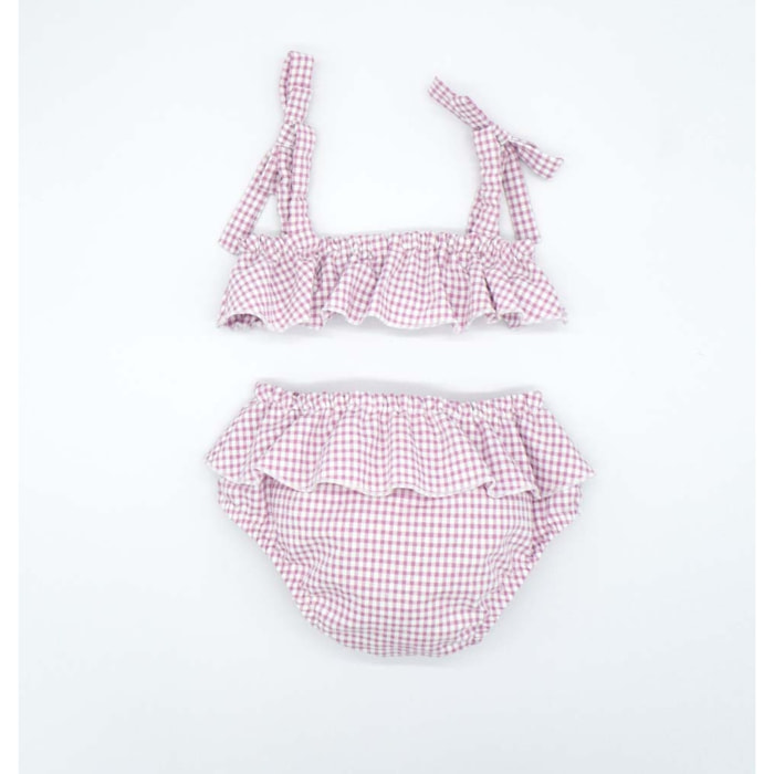 BIKINI TELA CUADROS MALVA