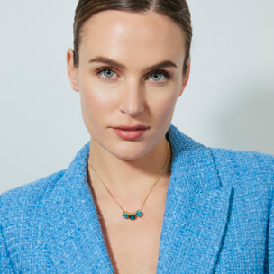 Collar de Cristal Azul acabado en oro amarillo de 18k