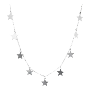 Collana Catena Rolo con Ciondoli Stella in Argento 925 placcato Platino