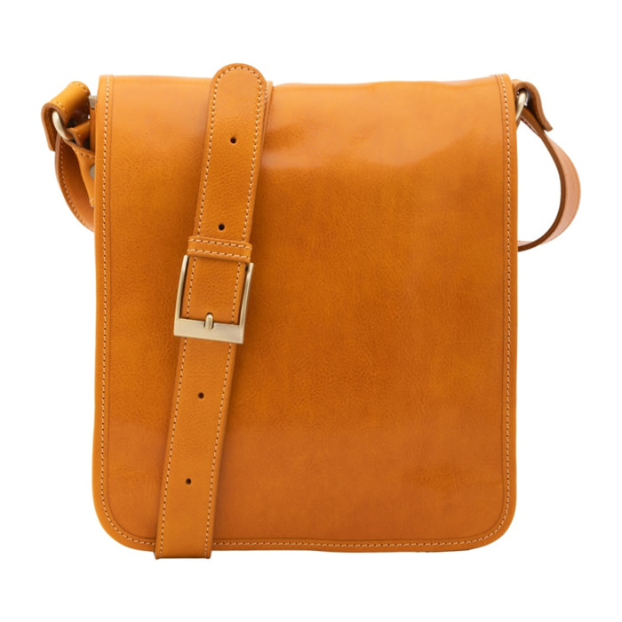 Borsa a tracolla uomo in vera pelle - Modello False - Made in Italy - 29.0 x 24.0 x 9.0 cm