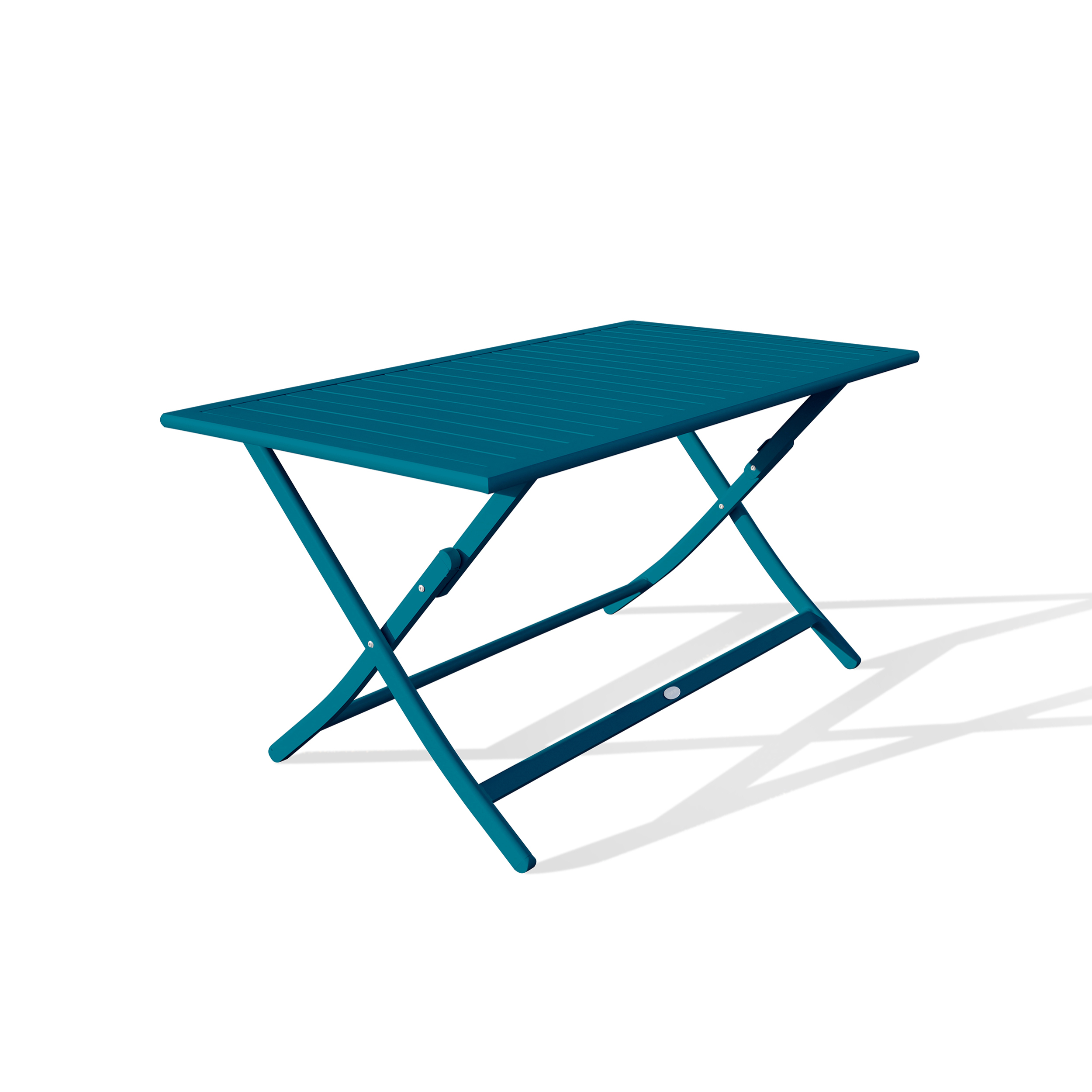 MARIUS - Table de jardin pliante en aluminium bleu canard