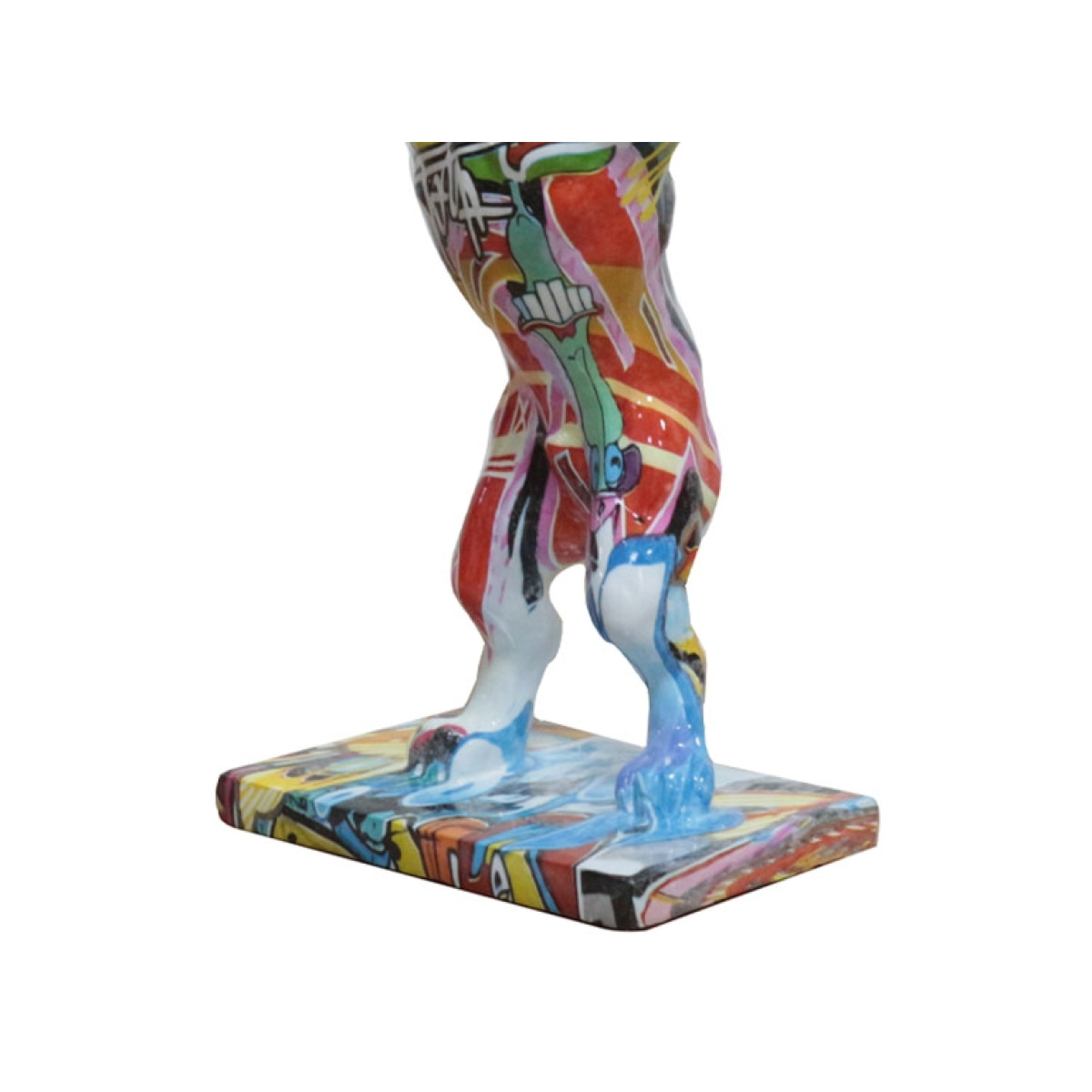 Statuette chien et ballon de rugby résine multicolore H32CM - POPART