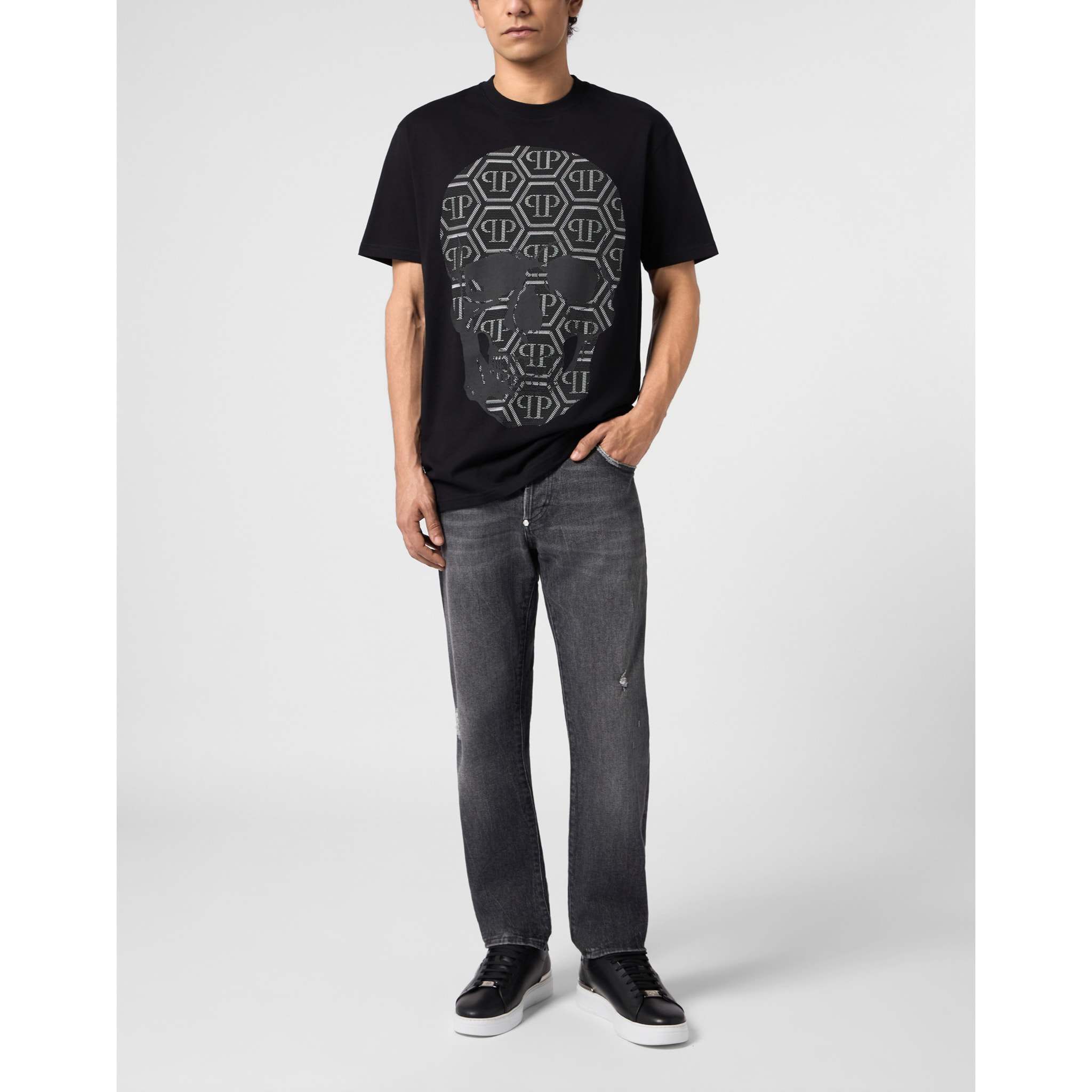 PHILIPP PLEIN Camiseta de cuello redondo y manga corta SKULL