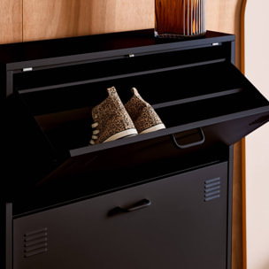 Meuble à chaussures industriel métal 3 abattants ALABAMA