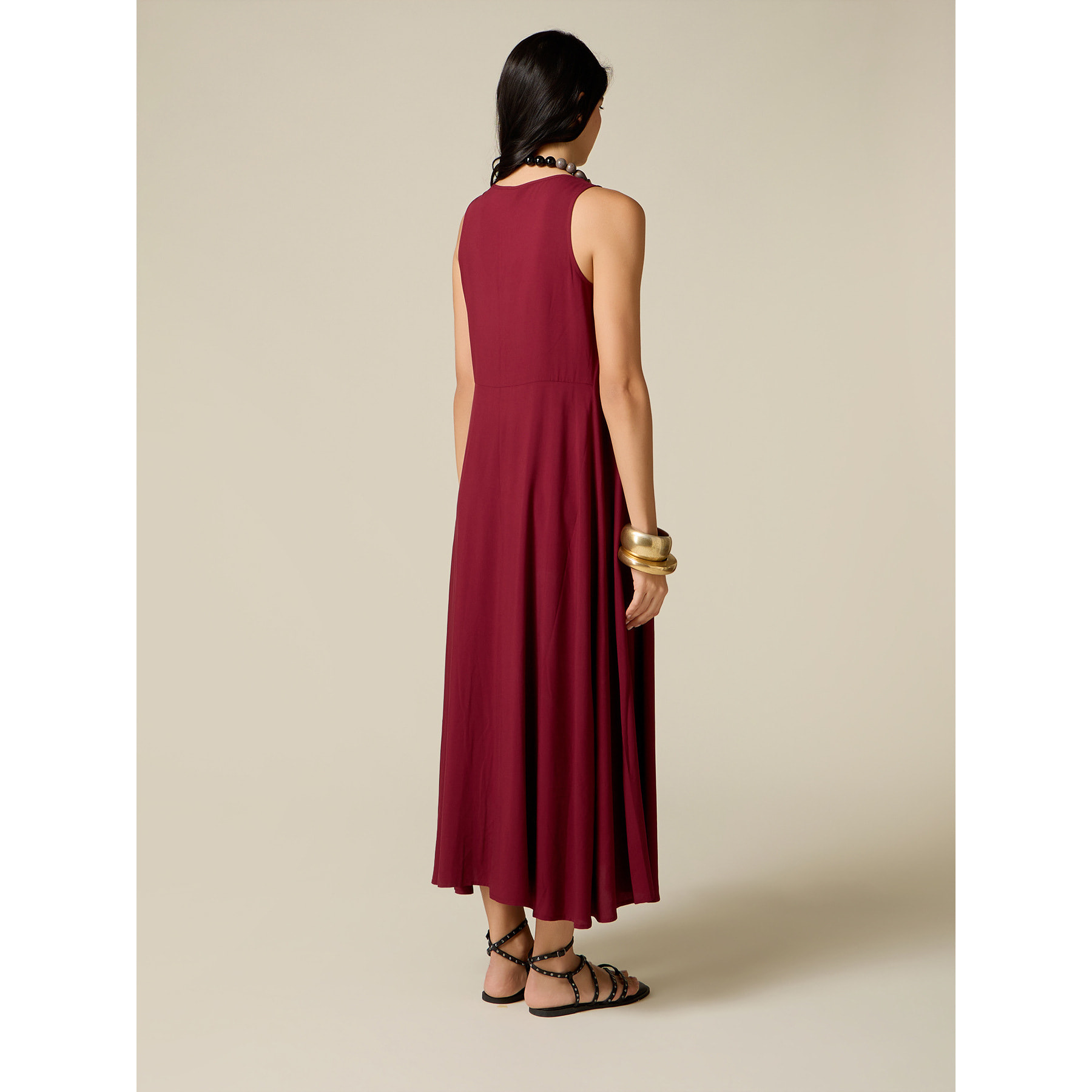 Oltre - Vestido largo off shoulders en raso - Violeta