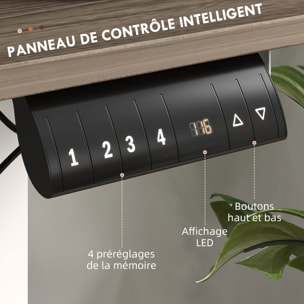 Bureau assis debout électrique - bureau réglable en hauteur - bureau électrique réglable - acier noir aspect bois chêne clair