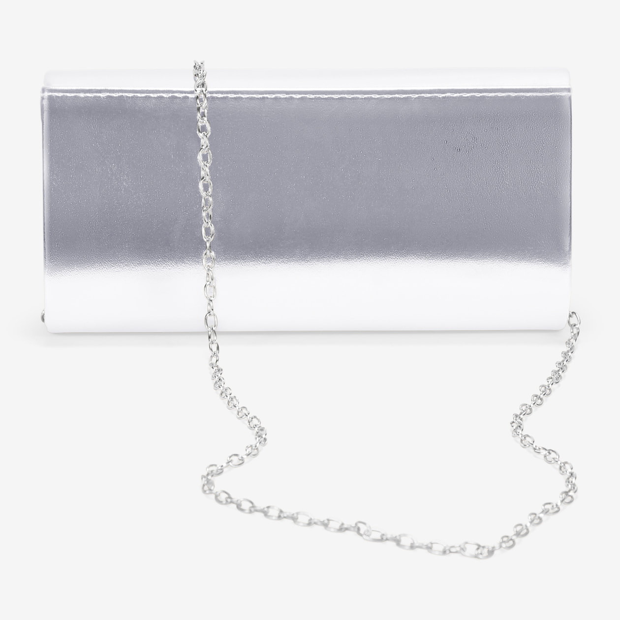 Bolso de fiesta plateado con solapa