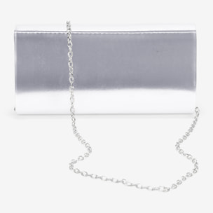 Bolso de fiesta plateado con solapa