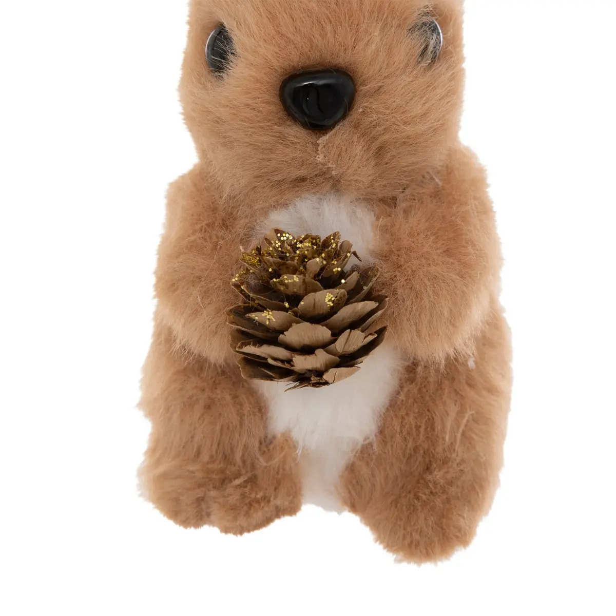 Sujet lapin fourrure pomme de pain polystyrène H.12cm marron