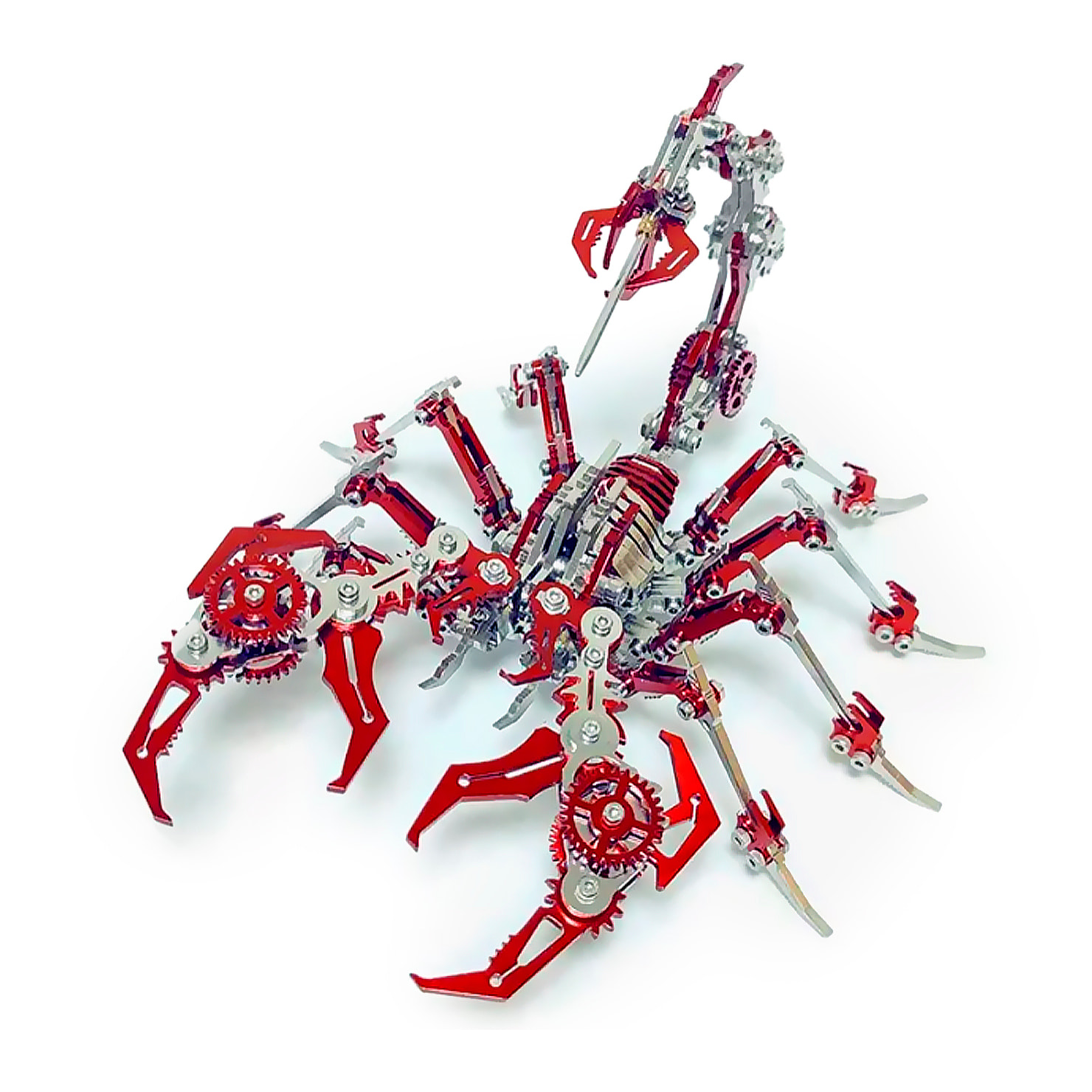 Assemblaggio 3D in acciaio inossidabile. Modello Scorpione rosso.
