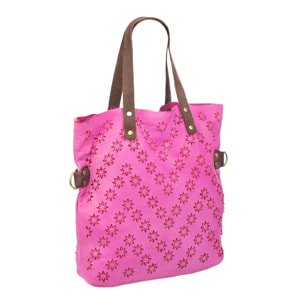 Badia borsa shopper donna. Pelle autentica Napa con design di stelle perforate.