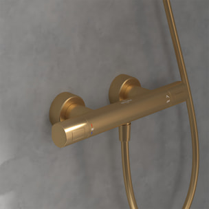 Mitigeur douche thermostatique Universal rond + Ensemble de douche Verve Showers 3 jets Brushed Gold