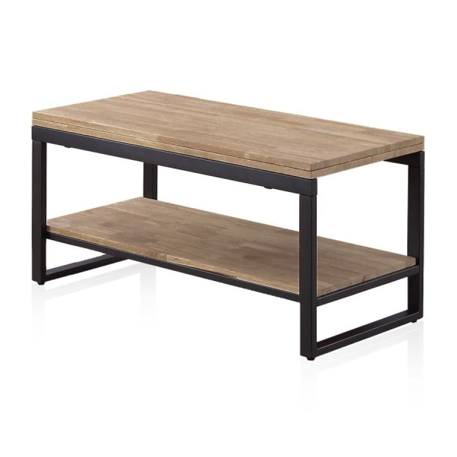 Mesa de centro elevable extensible Rens Roble Honey - Negro