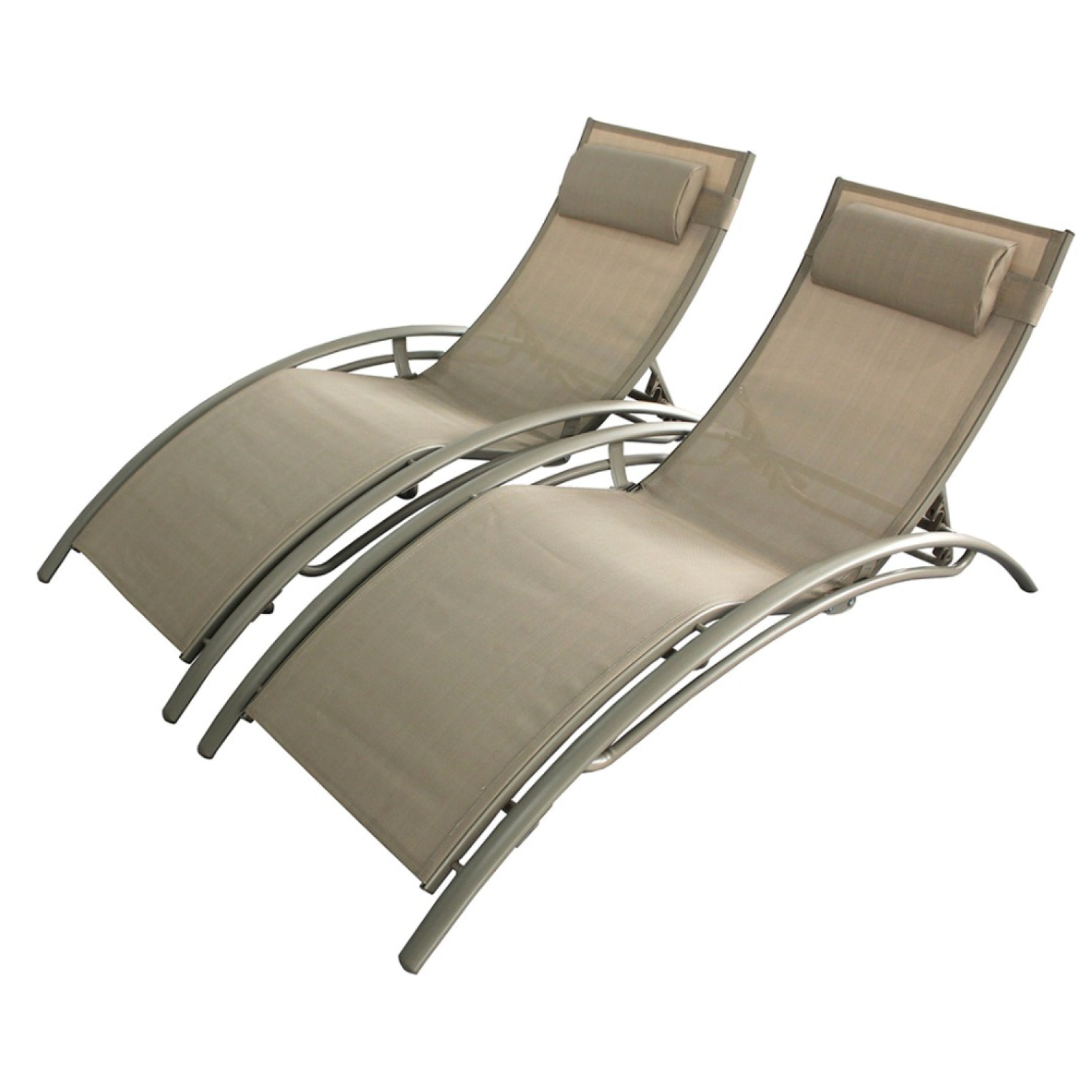 Transat ajustable et empilable avec pieds en acier capuccino VERGARA