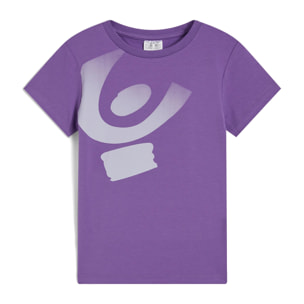 T-shirt bambina in cotone con maxi logo dégradé