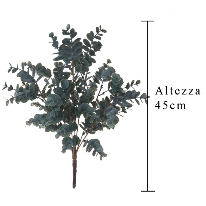 Eucalyptus a 7 diramazioni. Altezza 45 Cm - Pezzi 12 - 15X46X15cm - Colore: Verde - Bianchi Dino - Piante Artificiali