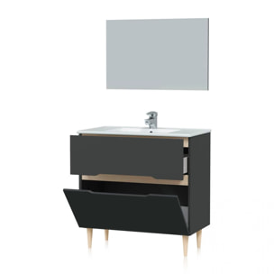 Pack de baño con lavabo Opera 80 Antracita - Roble