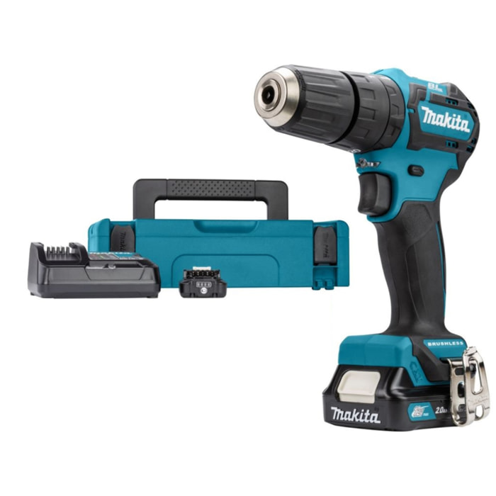 Taladro de percusión 12 V CXT Li-Ion 2 Ah Ø 10 mm MAKITA - 2 baterías, cargador, maletín - HP332DSAJ