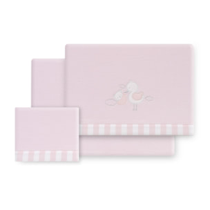 Triptico Cuna Coralina Cigueña Oso + Broche Rosa