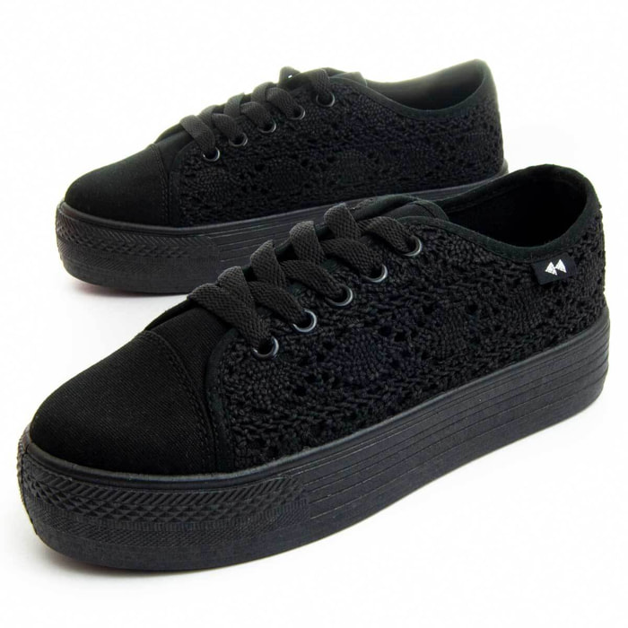 Sneakers de plataforma - Negro - Altura: 3 cm