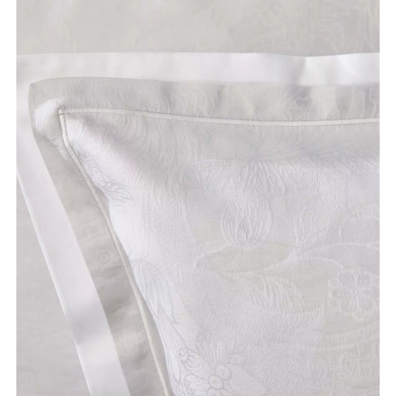 Housse de couette satin de coton motif jacquard blanc Alexandria diamant