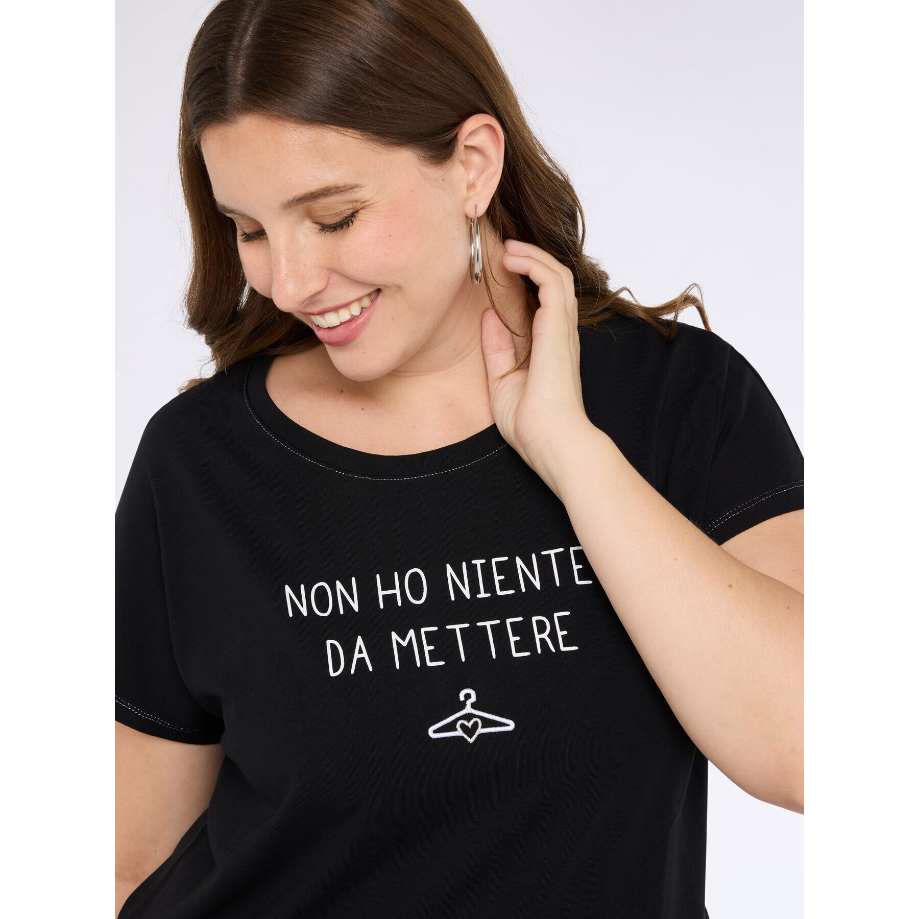 Fiorella Rubino - Camiseta de punto jersey con frase divertida - Negro