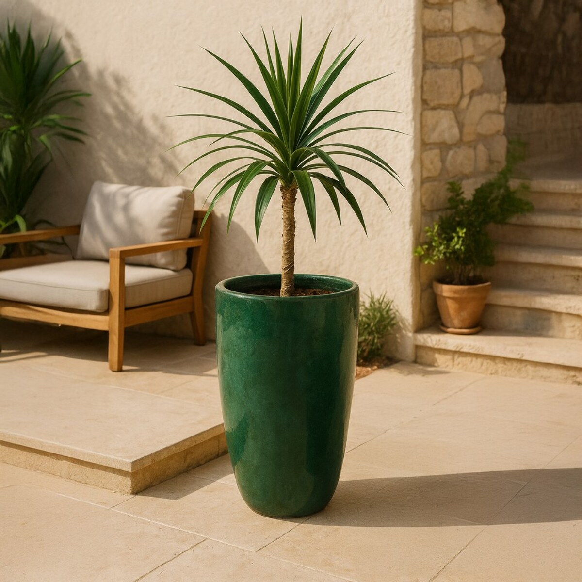 Vaso in terra cotta verde bottiglia 38x58 cm - Inca