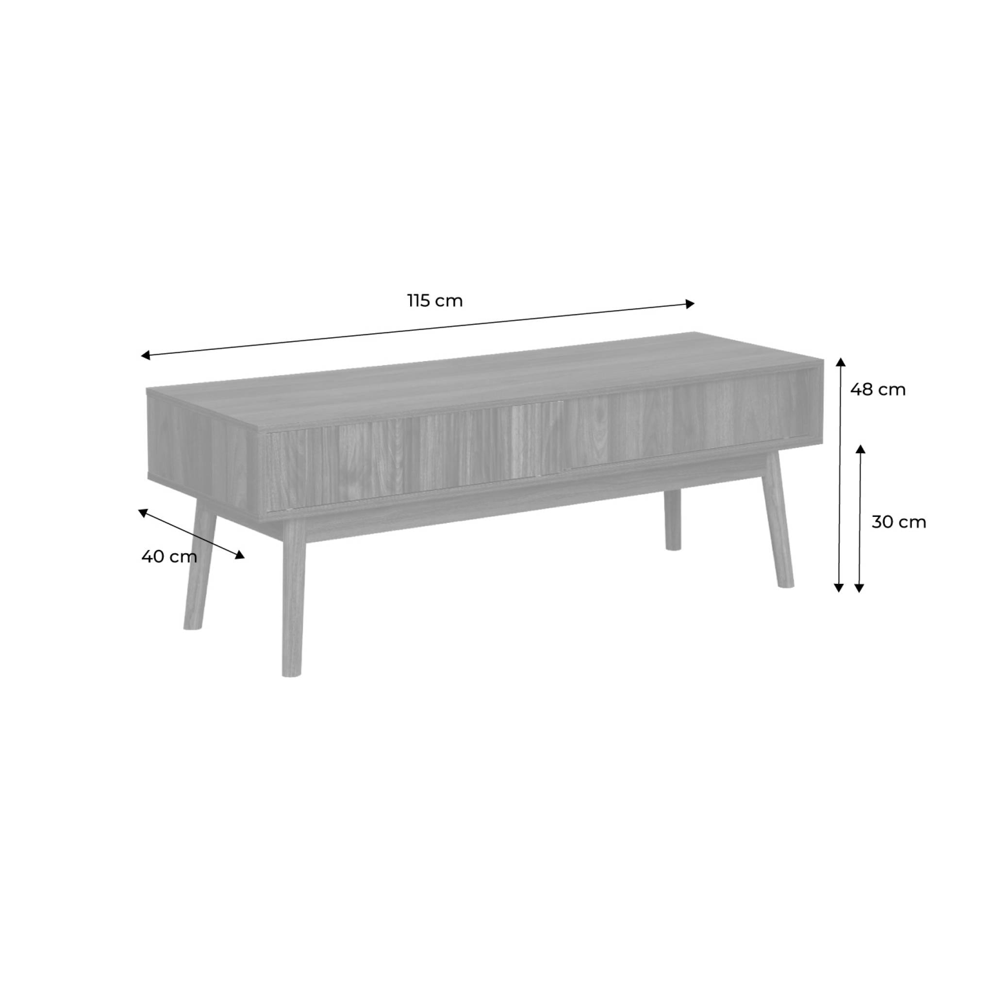 Meuble TV décor bois de noyer. 2 portes coulissantes L 115 x l 40 x H 48cm - Linear