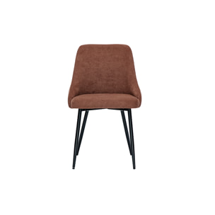 Chaises en tissu chenille terre brûlée et métal noir (lot de 2) HASTA