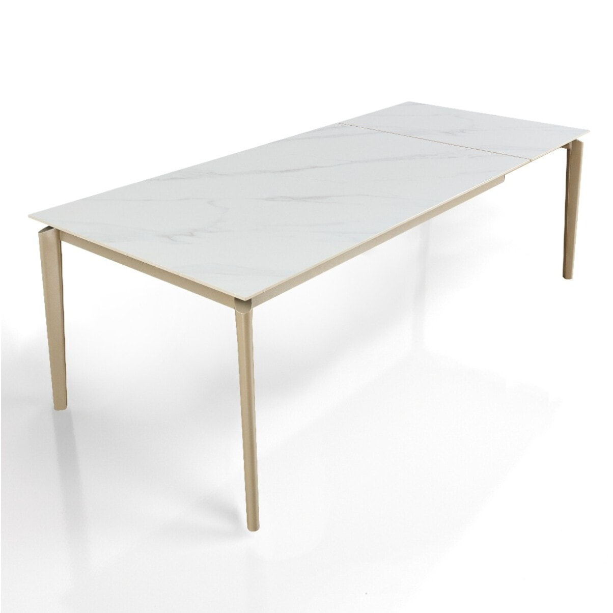 Table à manger extensible Tomasucci WIDE, en céramique effet marbre blanc, 160/220 × 90 × 77,5 cm