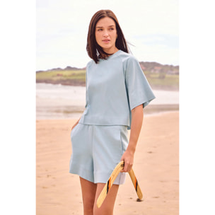 Camiseta azul claro Danae con logo bordado