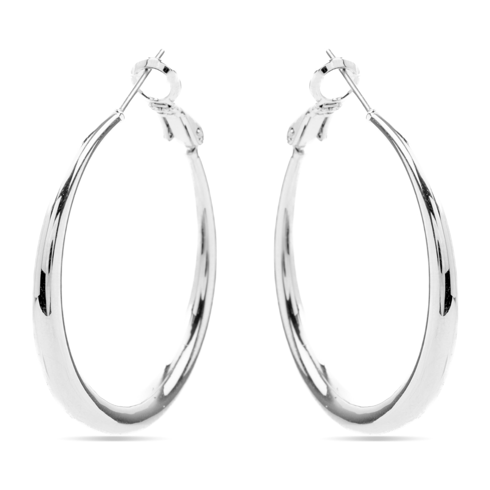 Pendientes de 34mm de diámetro acabados en rodio