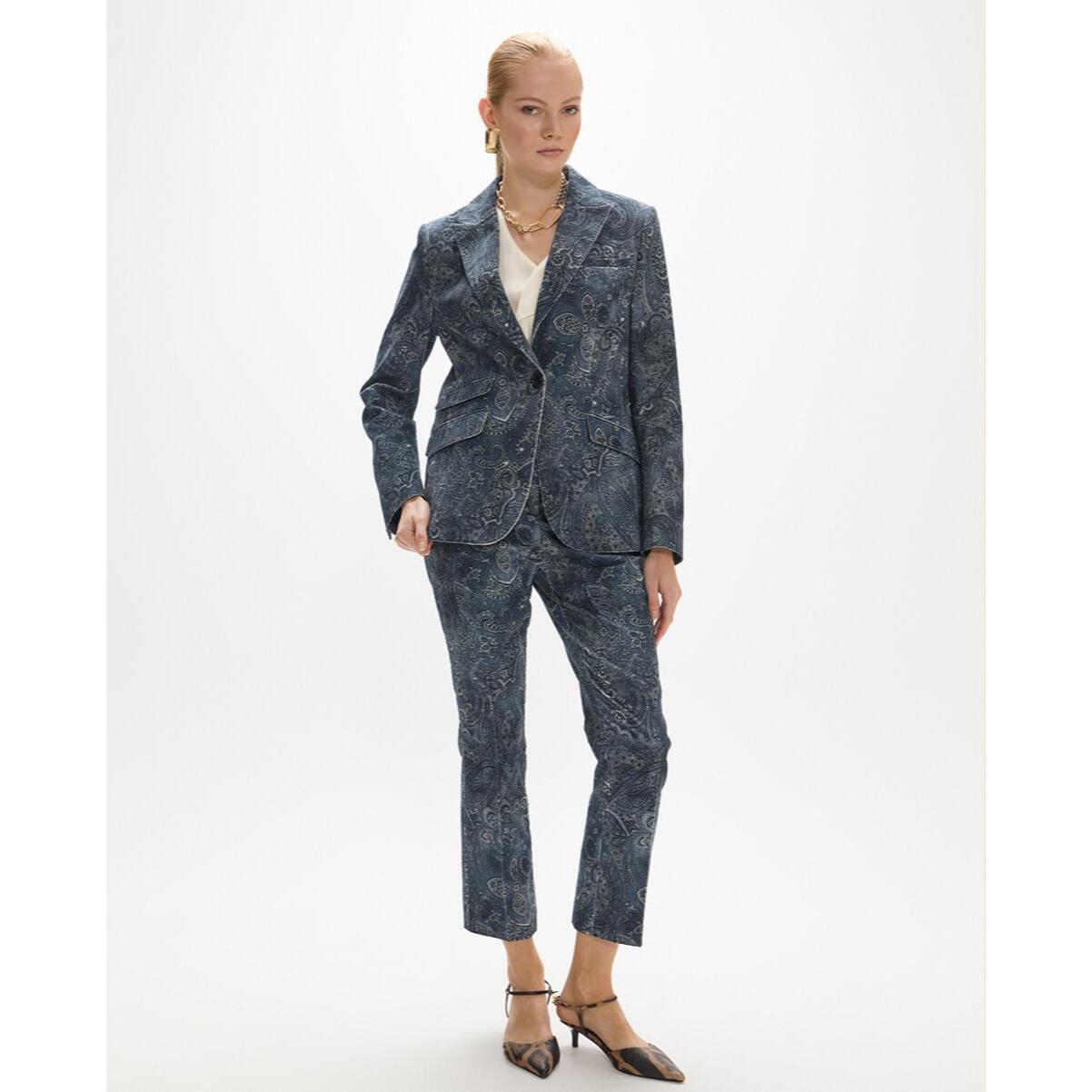 Blazer in microcordullo con stampa paisley