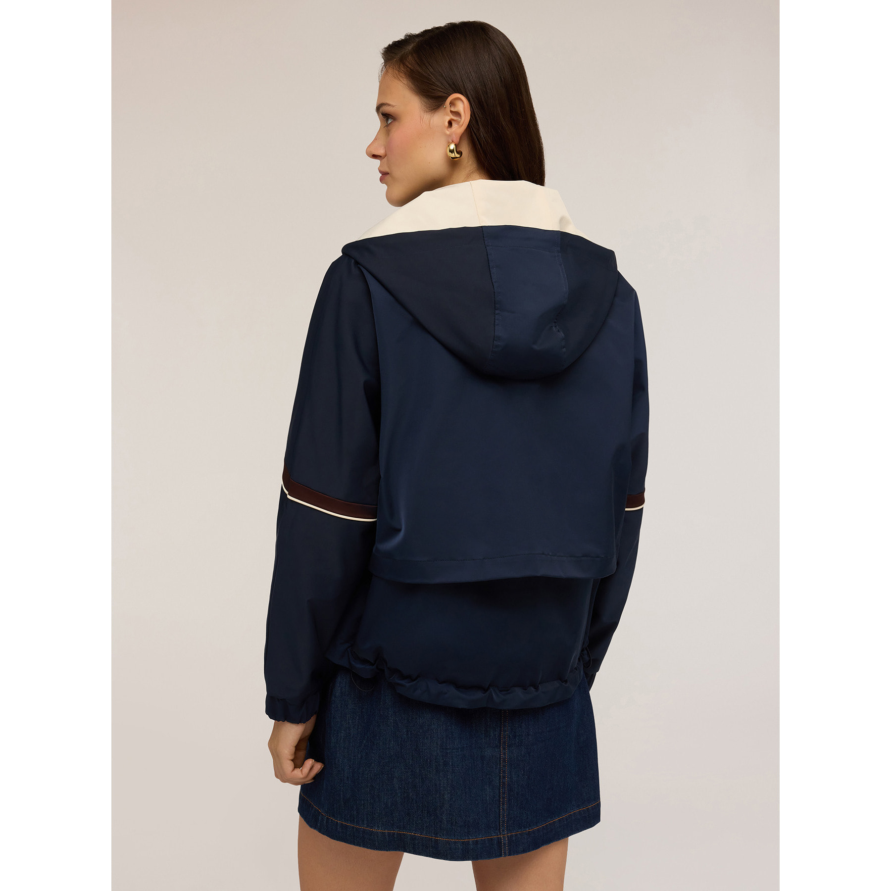 Motivi - Chaqueta de nylon con capucha - Azul