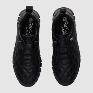 Deportivos de Piel - Negro - Tacón: Bajo