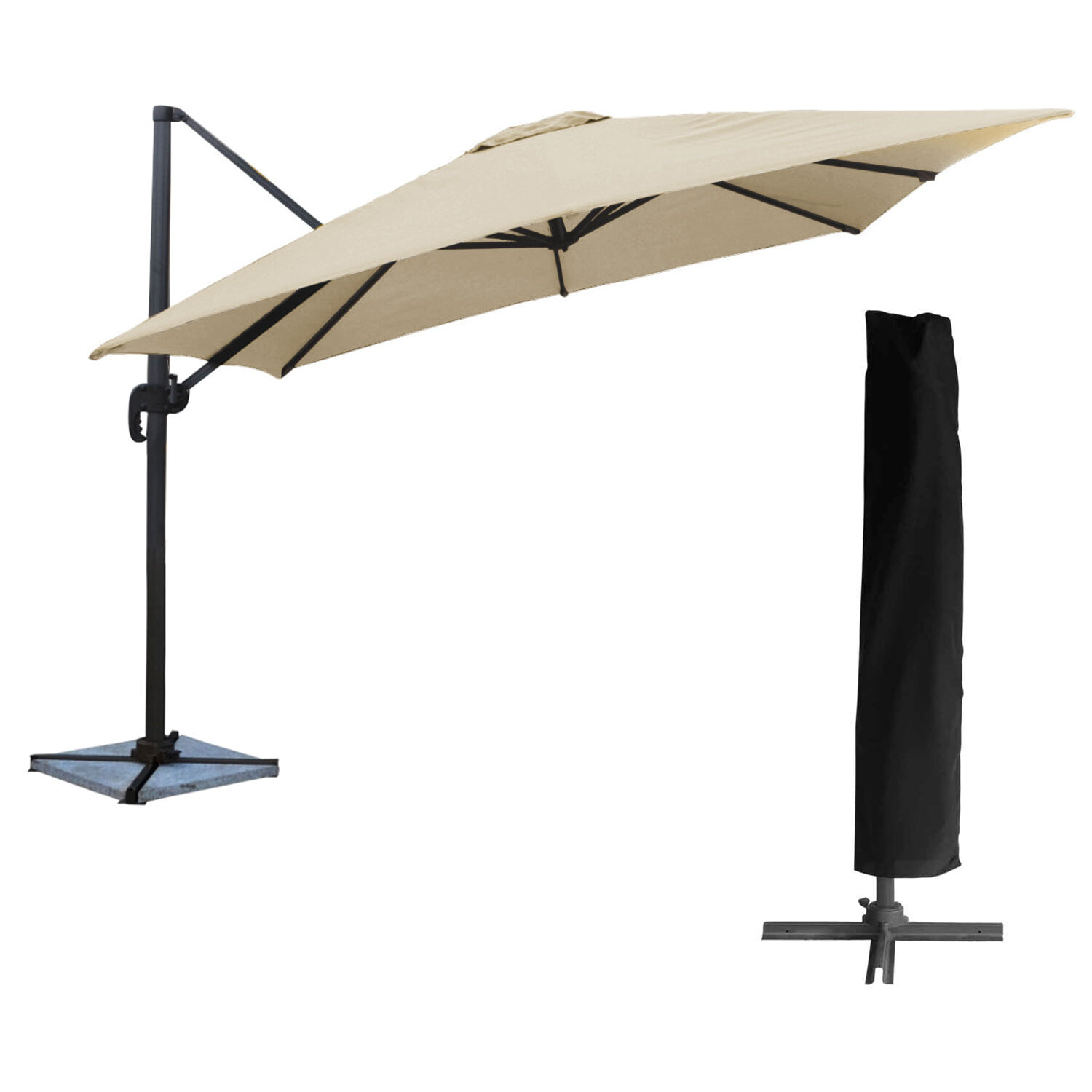 Parasol déporté MOLOKAI carré avec housse -