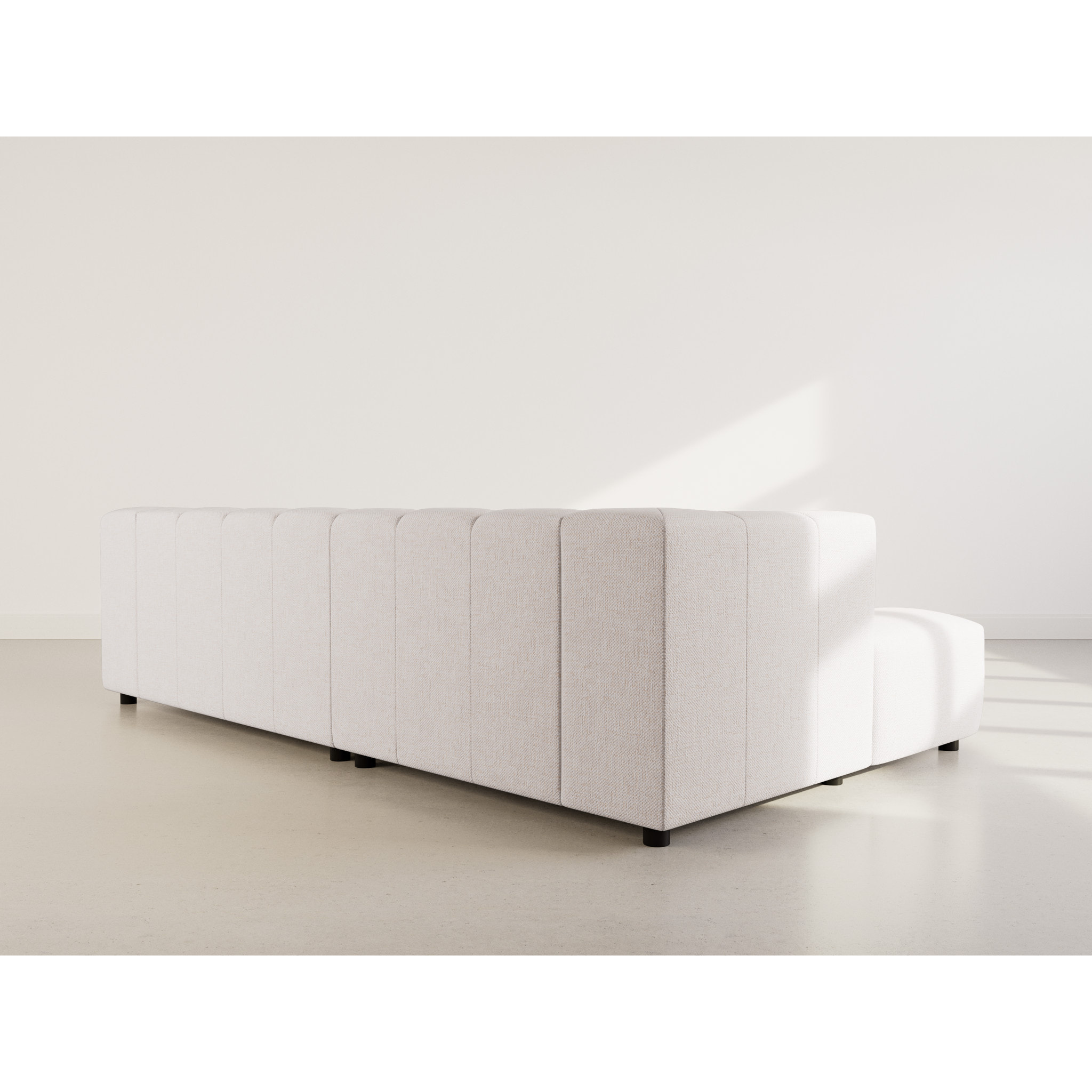 Curtis - canapé d'angle gauche 4 places avec accoudoir en tissu texturé - Beige