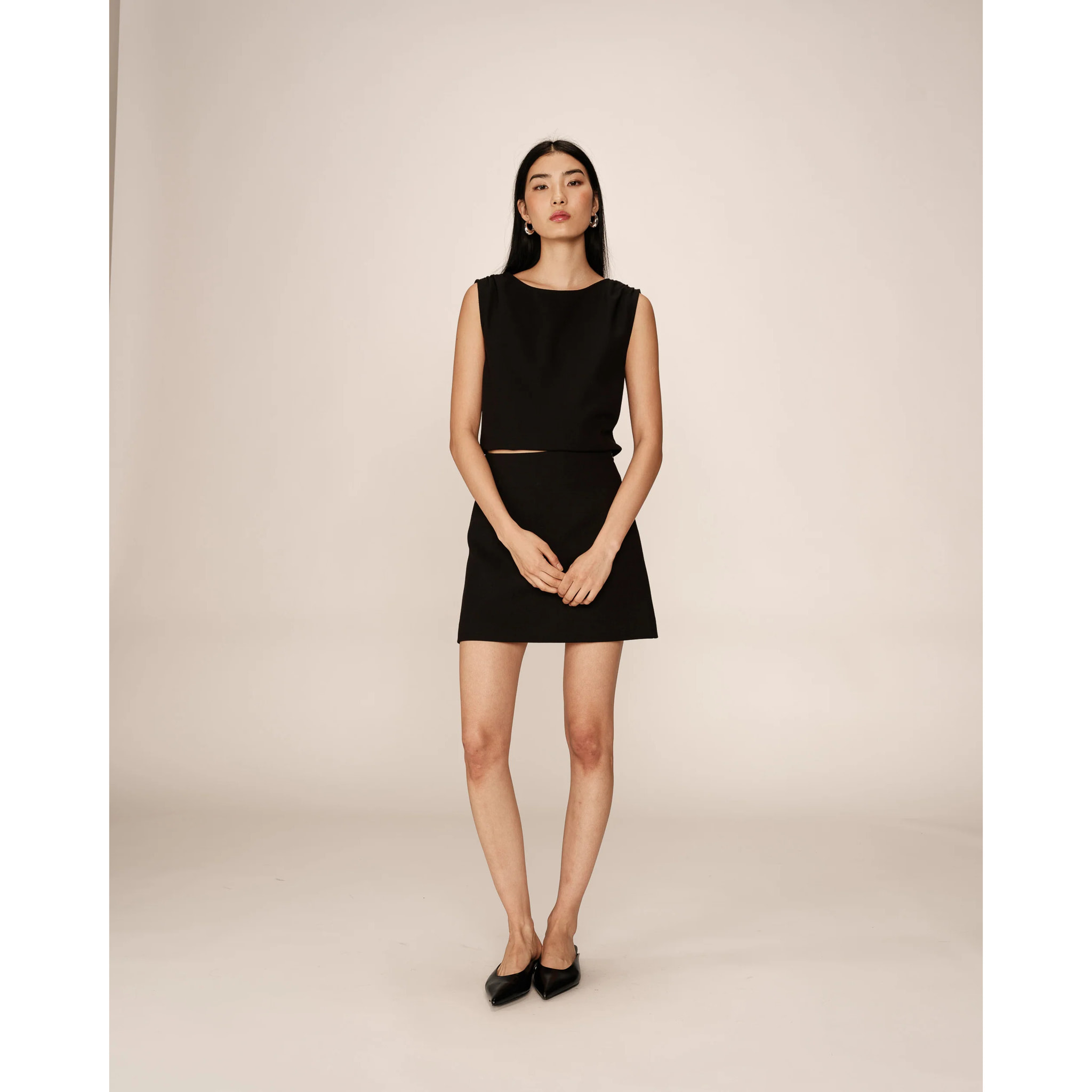 GRACE & MILA - Jupe courte trapÃƒÂ¨ze noir Pekin | Veepee