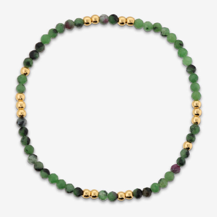 Bracciale Elastico con Morganite Verde e Bead Lucide