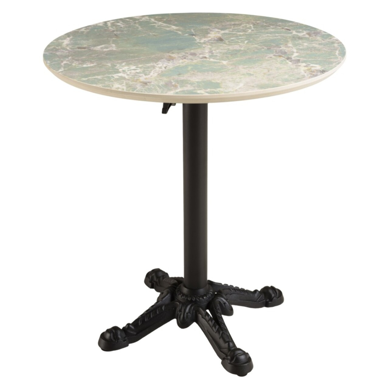 ICARE - Ensemble n°1: table bistrot D70cm pliable en céramique marbré vert